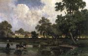 unknow artist Zomerlandschap met koeien bij de poel Germany oil painting artist